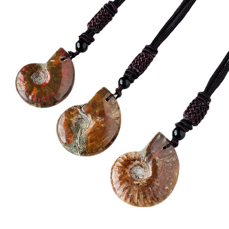 Natural Ammonite Meditation Necklace Pendant for Healing