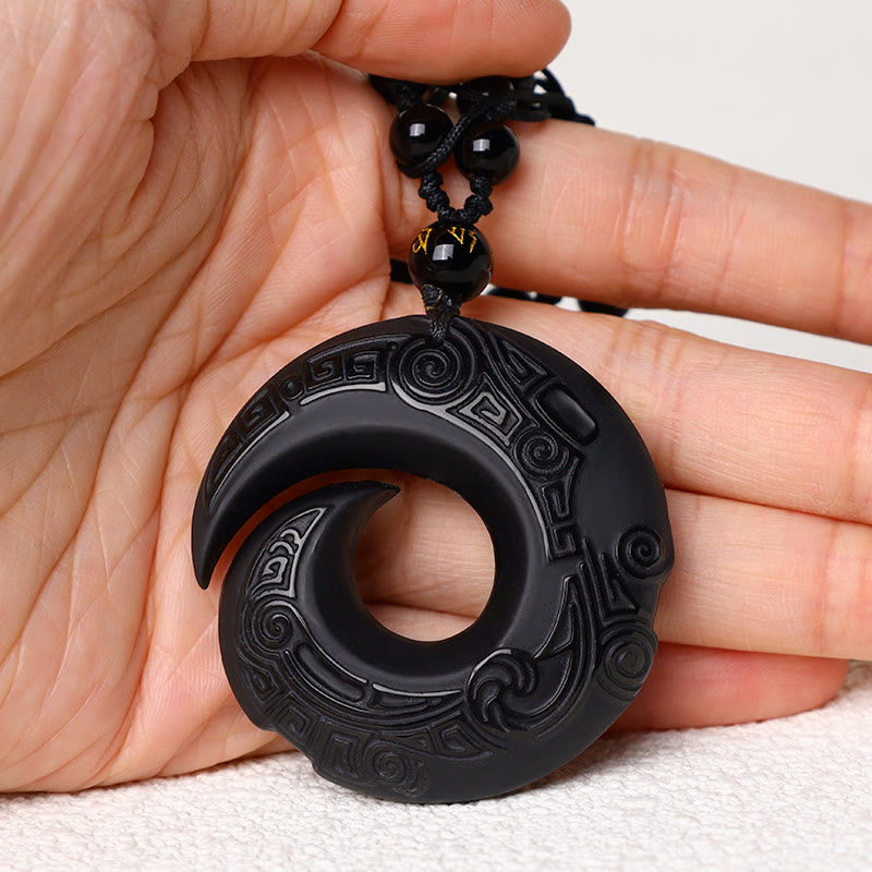 Natural Black Ice Obsidian Strength Necklace Pendant
