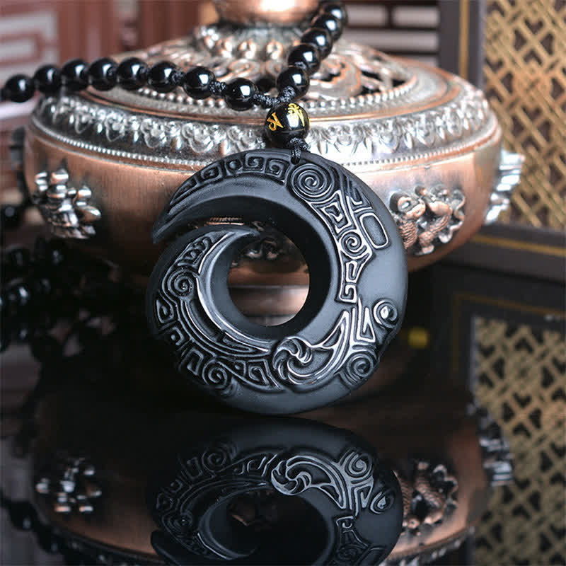 Natural Black Ice Obsidian Strength Necklace Pendant