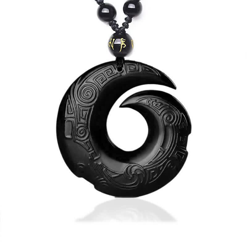 Natural Black Ice Obsidian Strength Necklace Pendant
