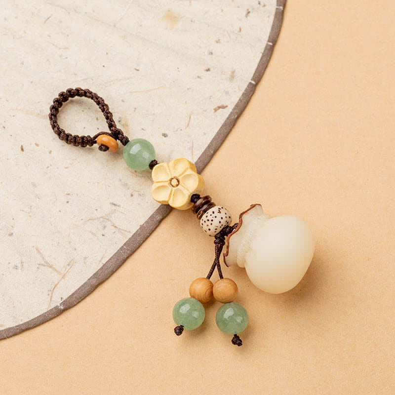 Natural Bodhi Seed Prosperity Money Bag Keychain