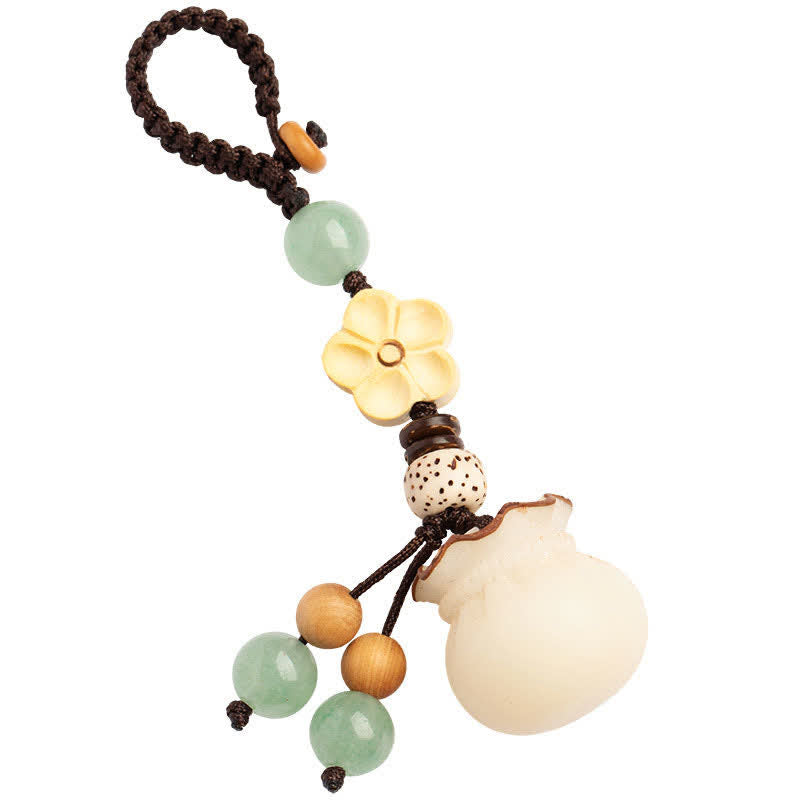 Natural Bodhi Seed Prosperity Money Bag Keychain