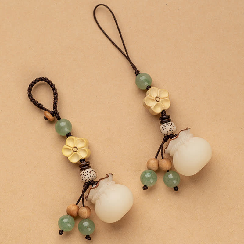 Natural Bodhi Seed Prosperity Money Bag Keychain