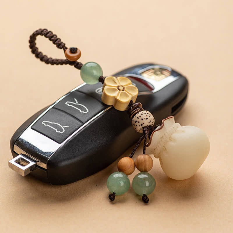 Natural Bodhi Seed Prosperity Money Bag Keychain