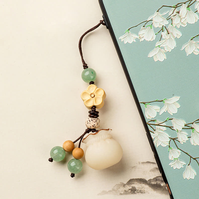 Natural Bodhi Seed Prosperity Money Bag Keychain