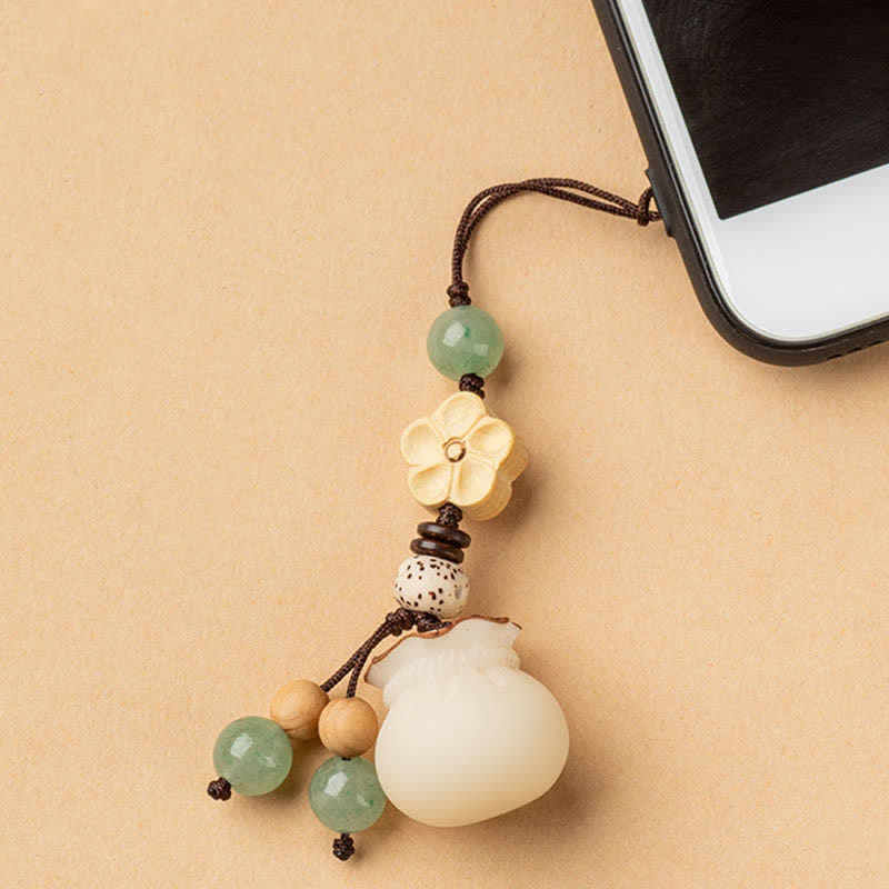 Natural Bodhi Seed Prosperity Money Bag Keychain