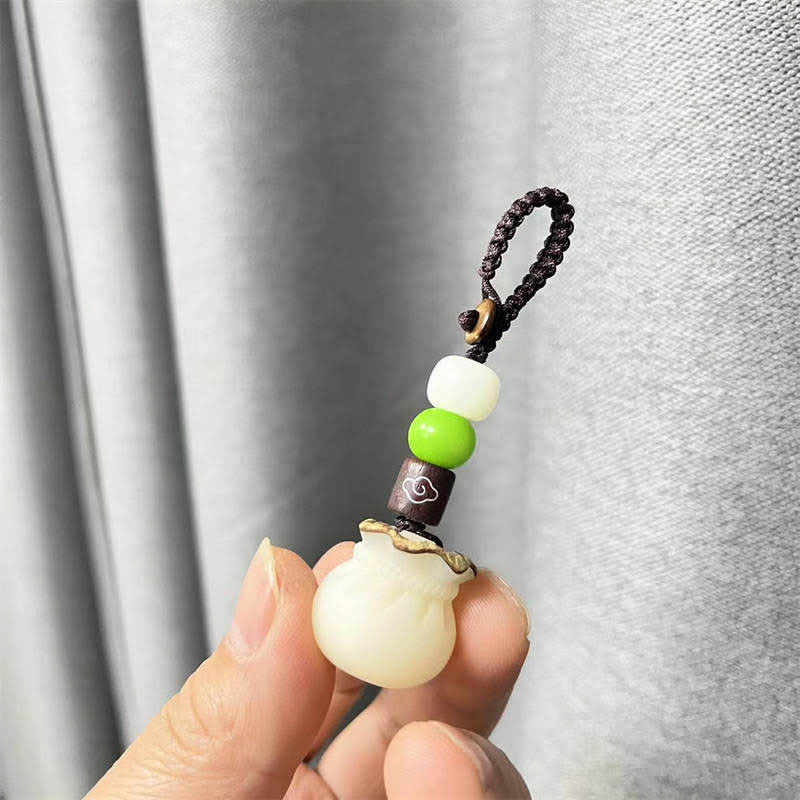 Natural Bodhi Seed Prosperity Money Bag Keychain