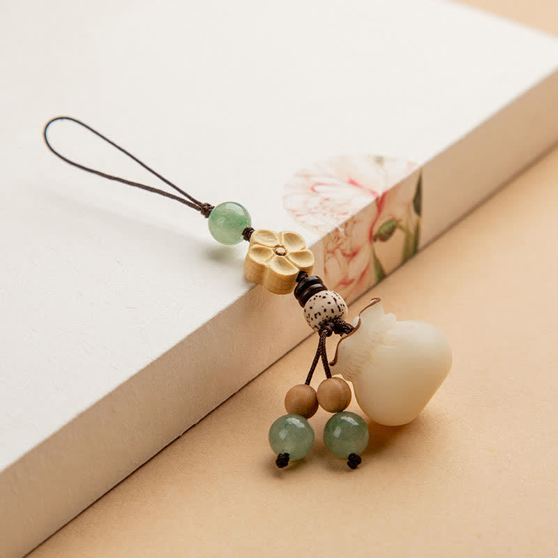 Natural Bodhi Seed Prosperity Money Bag Keychain