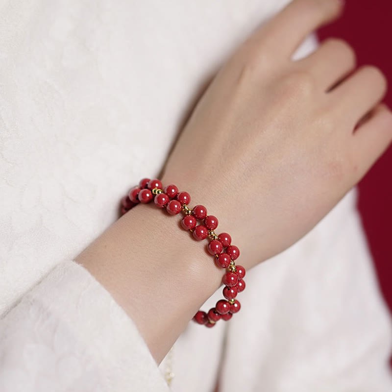 Natural Cinnabar Blessing Bracelet for Calm & Protection