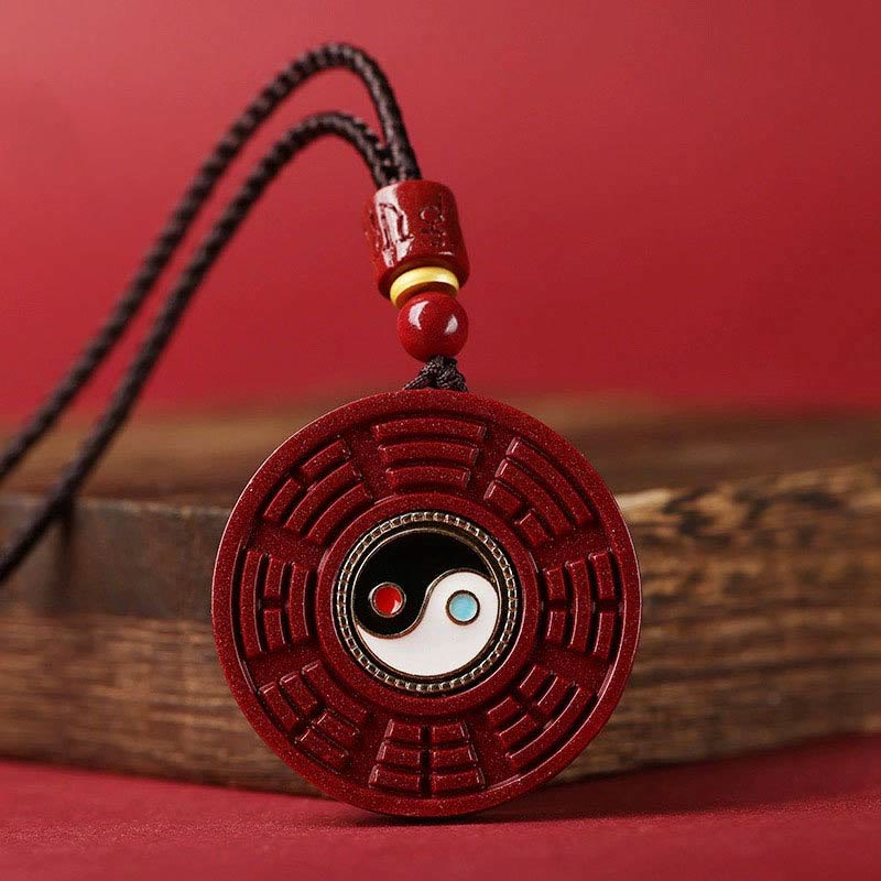 Natural Cinnabar Yin Yang Pendant for Protection & Balance