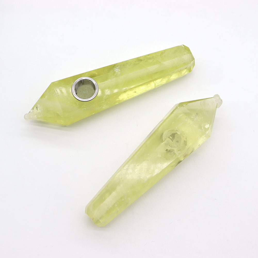 Natural Citrine Crystal Pipe 100mm Handmade Healing