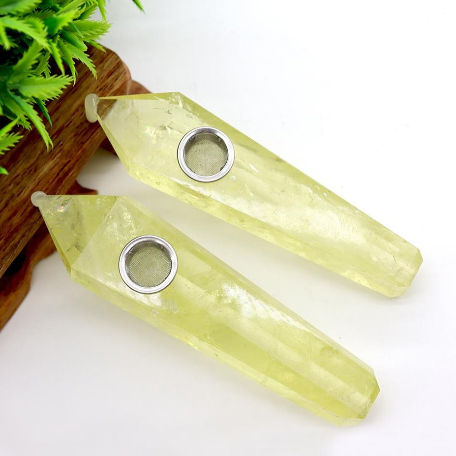 Natural Citrine Crystal Pipe 100mm Handmade Healing