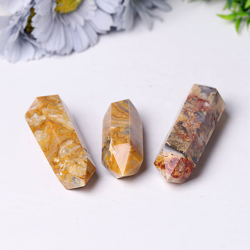 Natural Crazy Agate Double Terminated Crystal Point 2.4-4.5 inches Healing