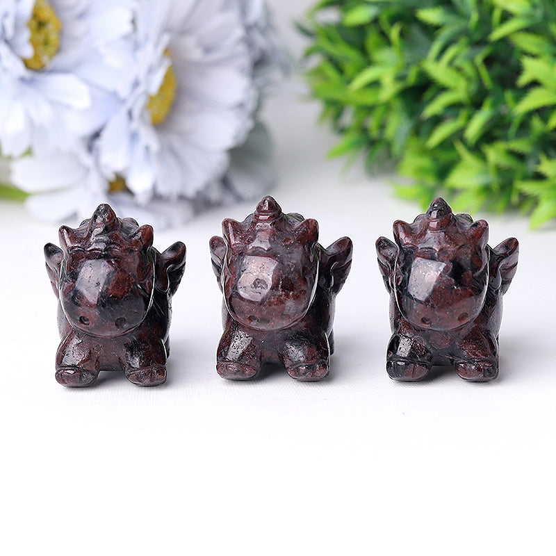 Natural Garnet Crystal Unicorn Carving 2 Inch Handcrafted