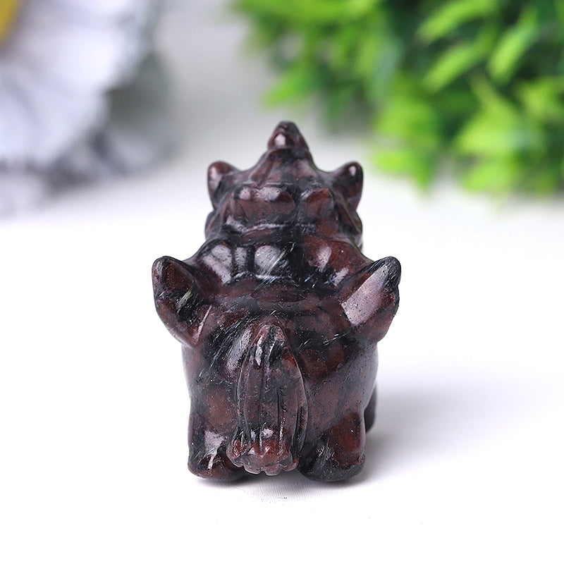 Natural Garnet Crystal Unicorn Carving 2 Inch Handcrafted