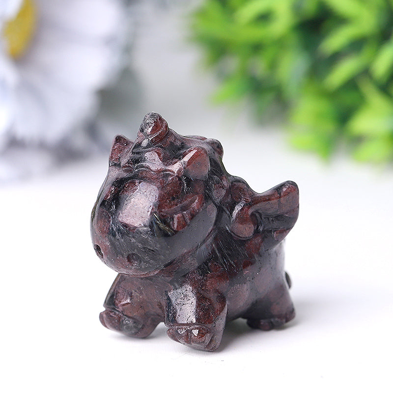 Natural Garnet Crystal Unicorn Carving 2 Inch Handcrafted