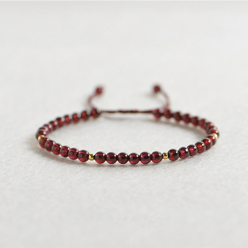 Natural Garnet Golden Beads Stability Bracelet