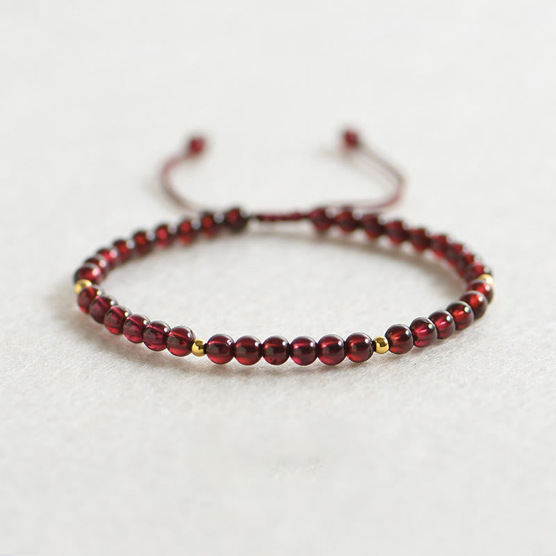 Natural Garnet Golden Beads Stability Bracelet