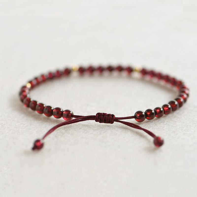 Natural Garnet Golden Beads Stability Bracelet