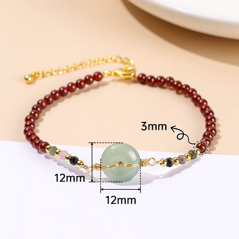 Natural Garnet Peace Buckle Bead Calm Bracelet
