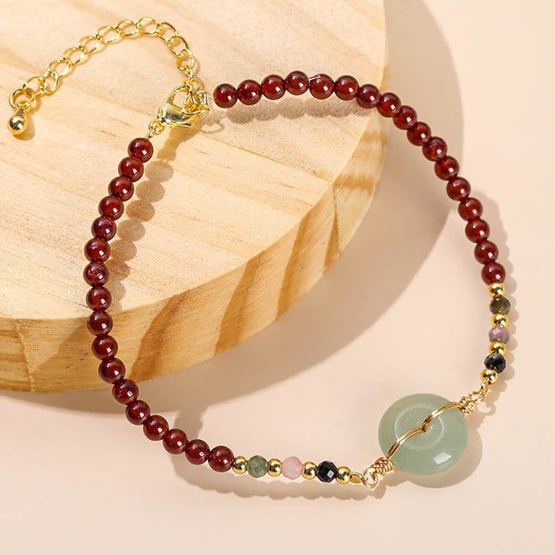 Natural Garnet Peace Buckle Bead Calm Bracelet