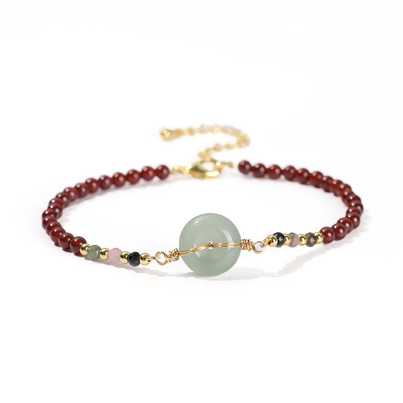 Natural Garnet Peace Buckle Bead Calm Bracelet