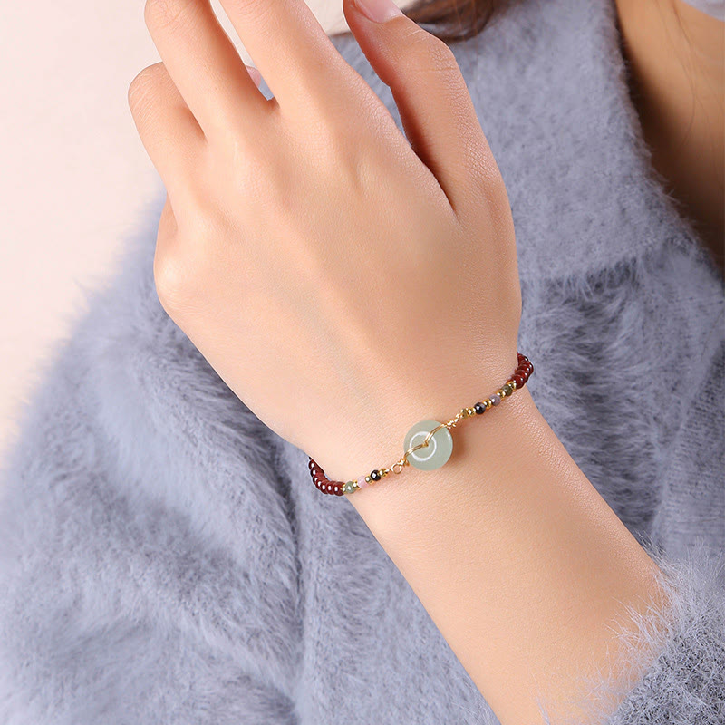 Natural Garnet Peace Buckle Bead Calm Bracelet