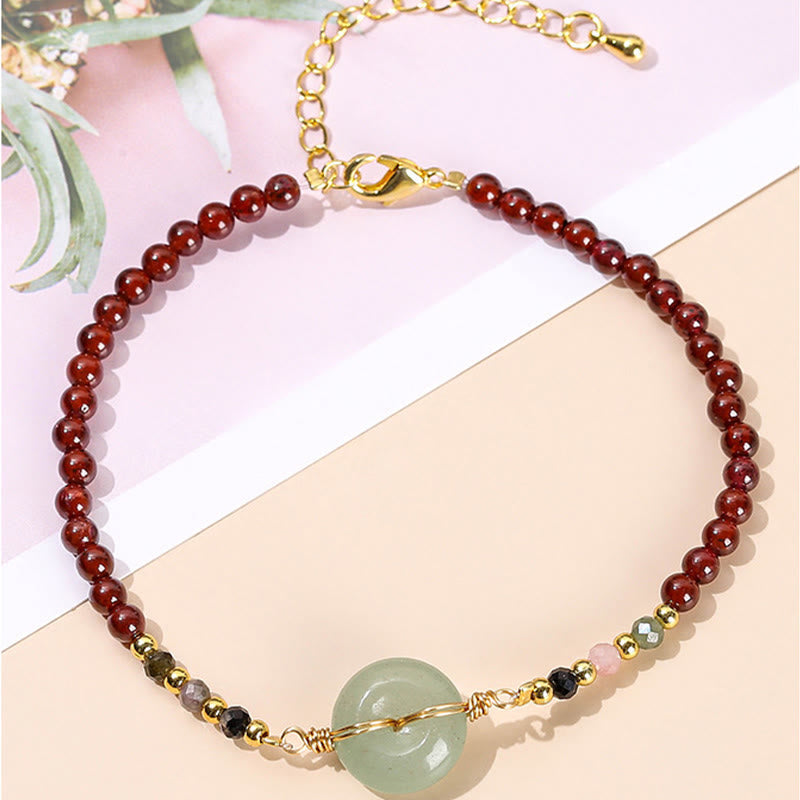 Natural Garnet Peace Buckle Bead Calm Bracelet