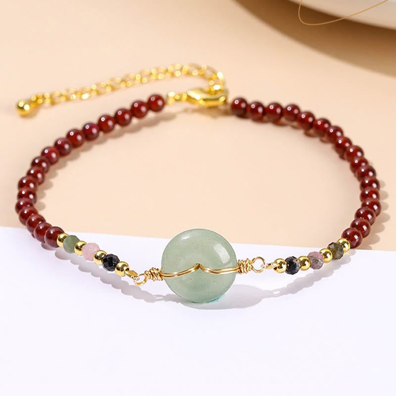 Natural Garnet Peace Buckle Bead Calm Bracelet