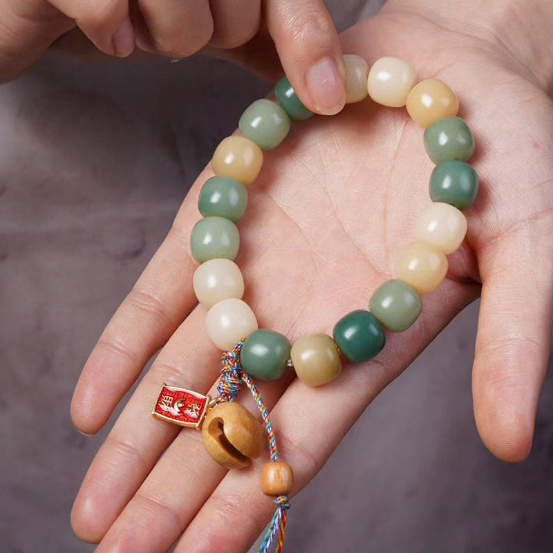 Natural Gradient Bodhi Seed Wisdom Charm Bracelet