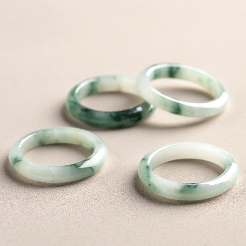 Natural Green Jade Ring for Luck and Abundance 17mm