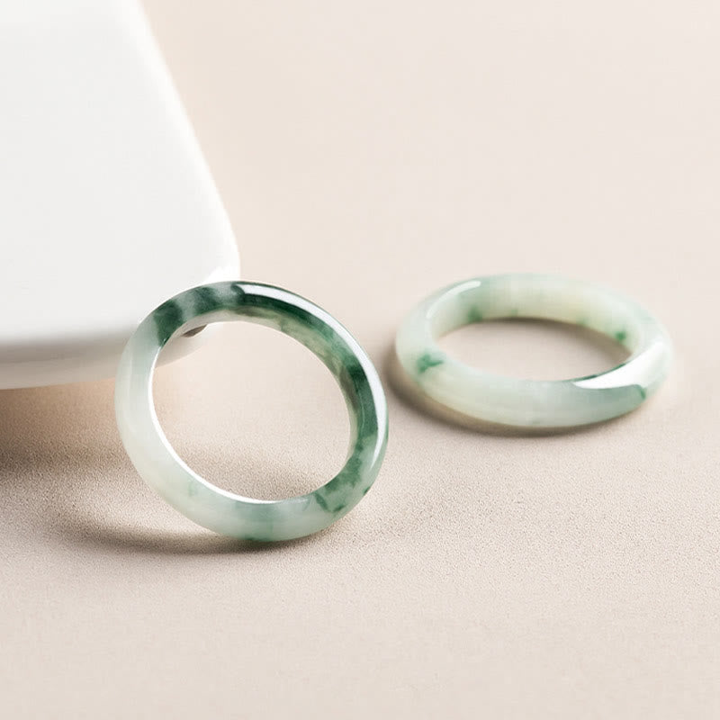Natural Green Jade Ring for Luck and Abundance 17mm