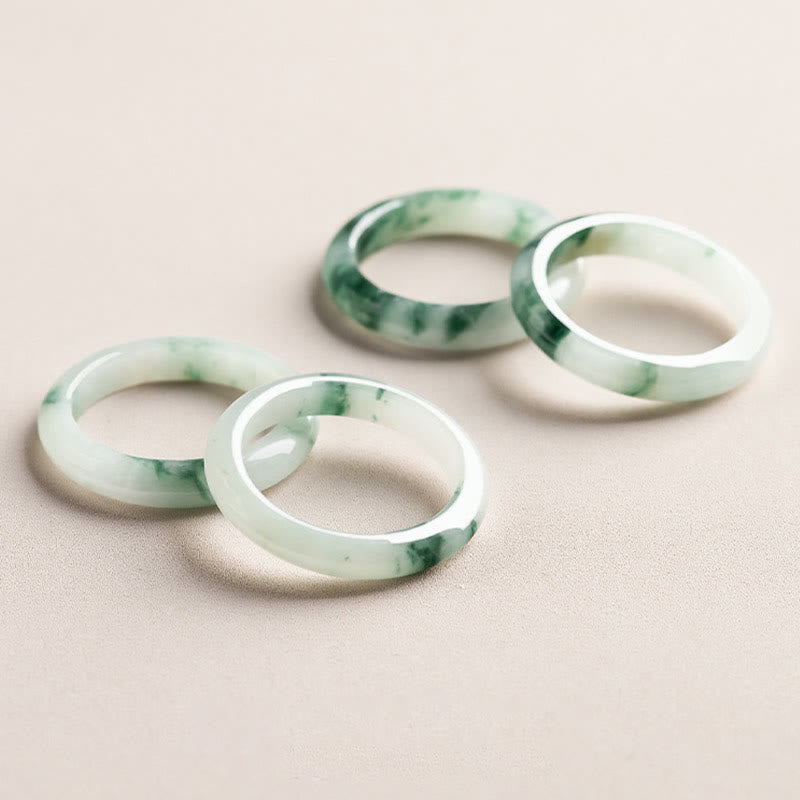 Natural Green Jade Ring for Luck and Abundance 17mm
