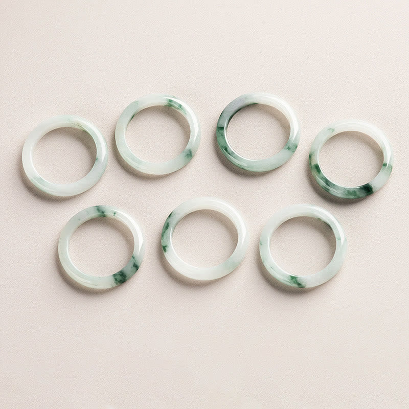 Natural Green Jade Ring for Luck and Abundance 17mm