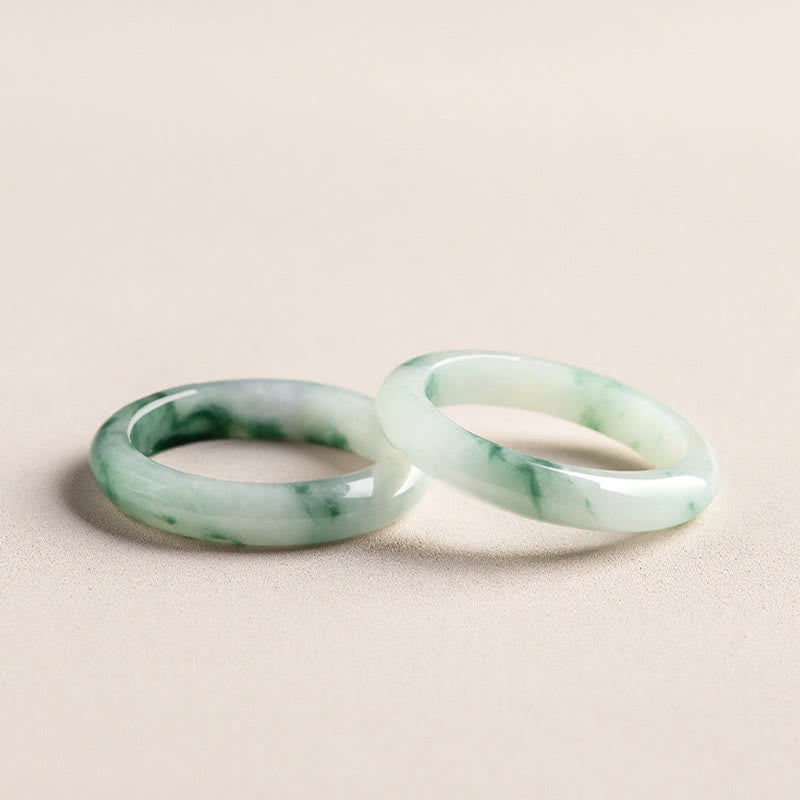 Natural Green Jade Ring for Luck and Abundance 17mm