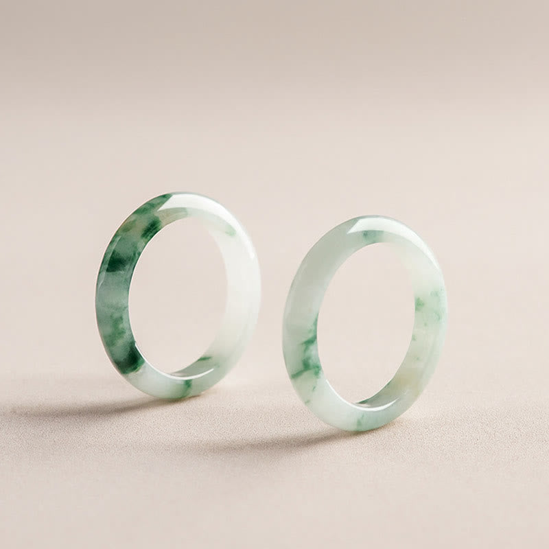 Natural Green Jade Ring for Luck and Abundance 17mm