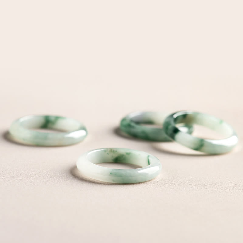 Natural Green Jade Ring for Luck and Abundance 17mm