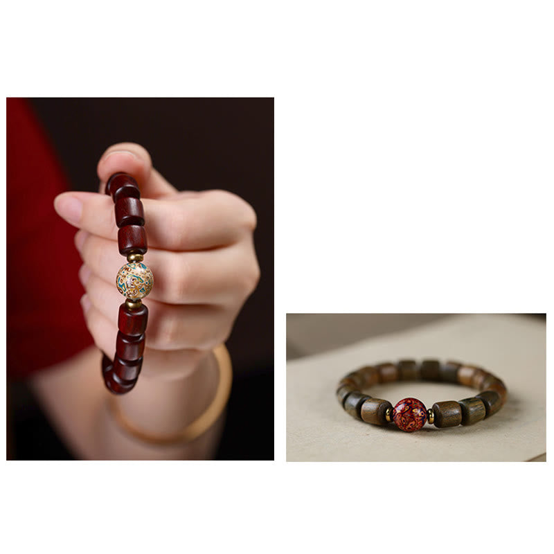 Natural Green and Red Sandalwood Peace Bracelet 10mm Beads