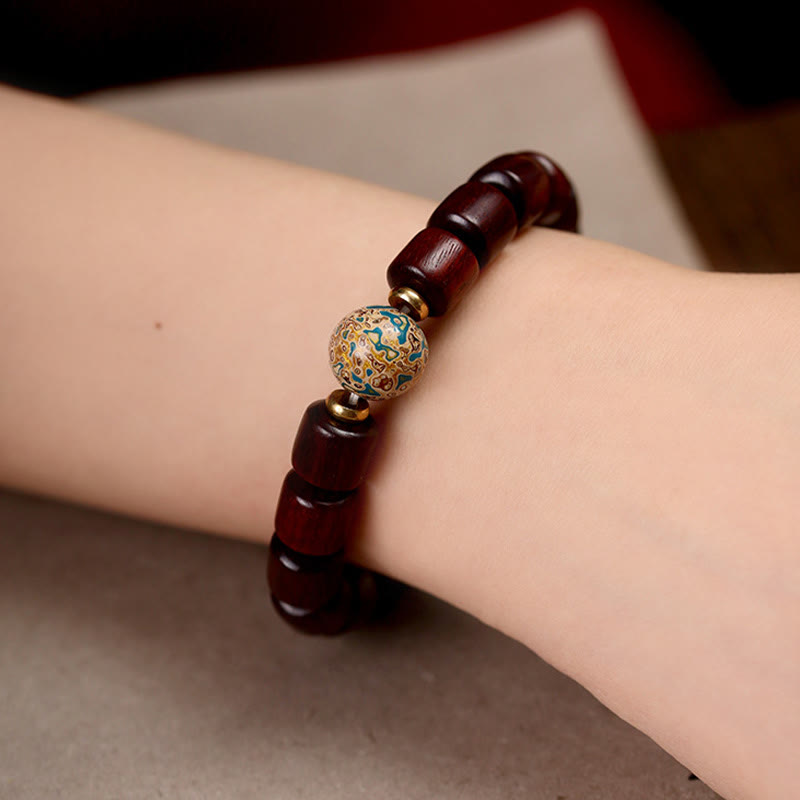 Natural Green and Red Sandalwood Peace Bracelet 10mm Beads