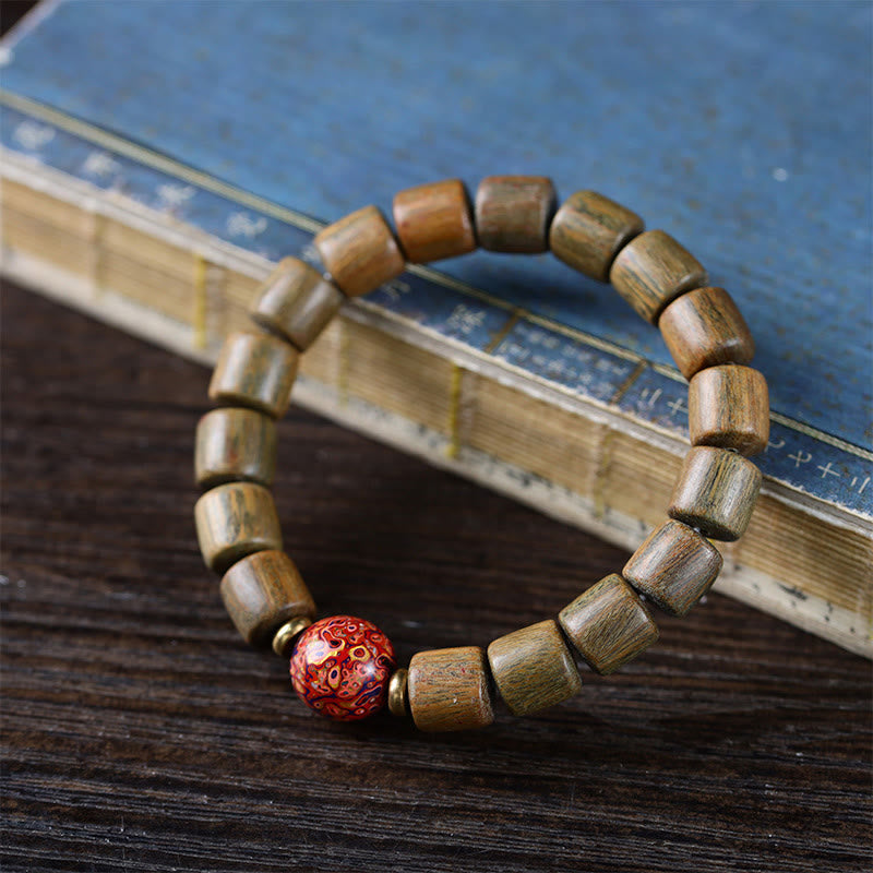 Natural Green and Red Sandalwood Peace Bracelet 10mm Beads