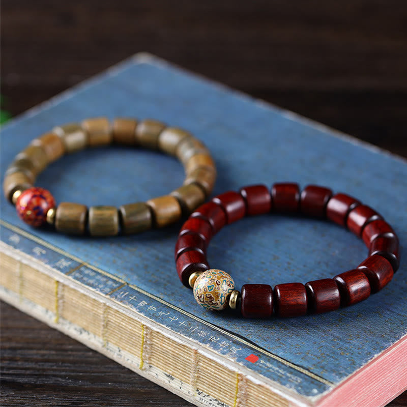 Natural Green and Red Sandalwood Peace Bracelet 10mm Beads