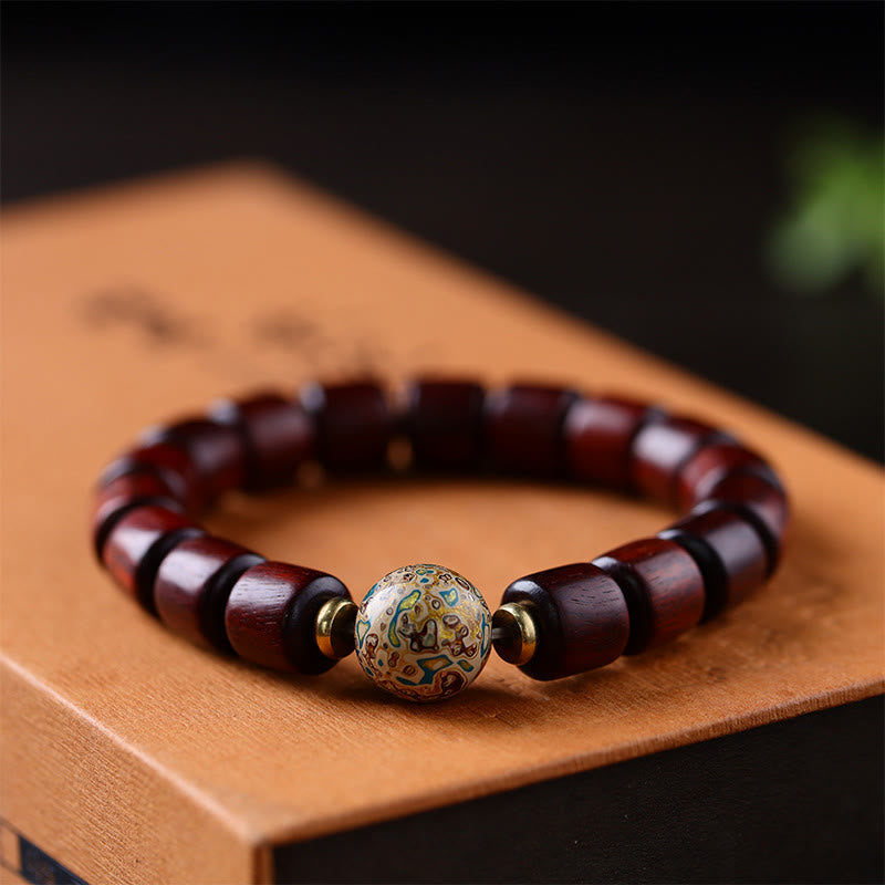 Natural Green and Red Sandalwood Peace Bracelet 10mm Beads