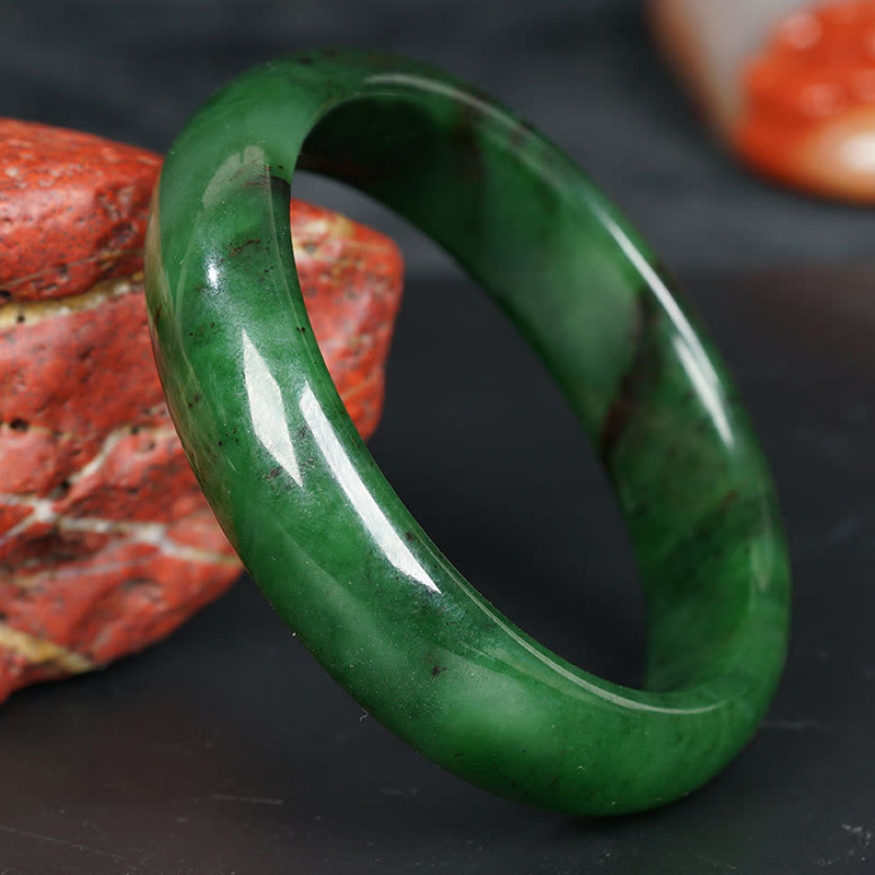 Natural Hetian Cyan Jade Bracelet for Success & Happiness 56mm