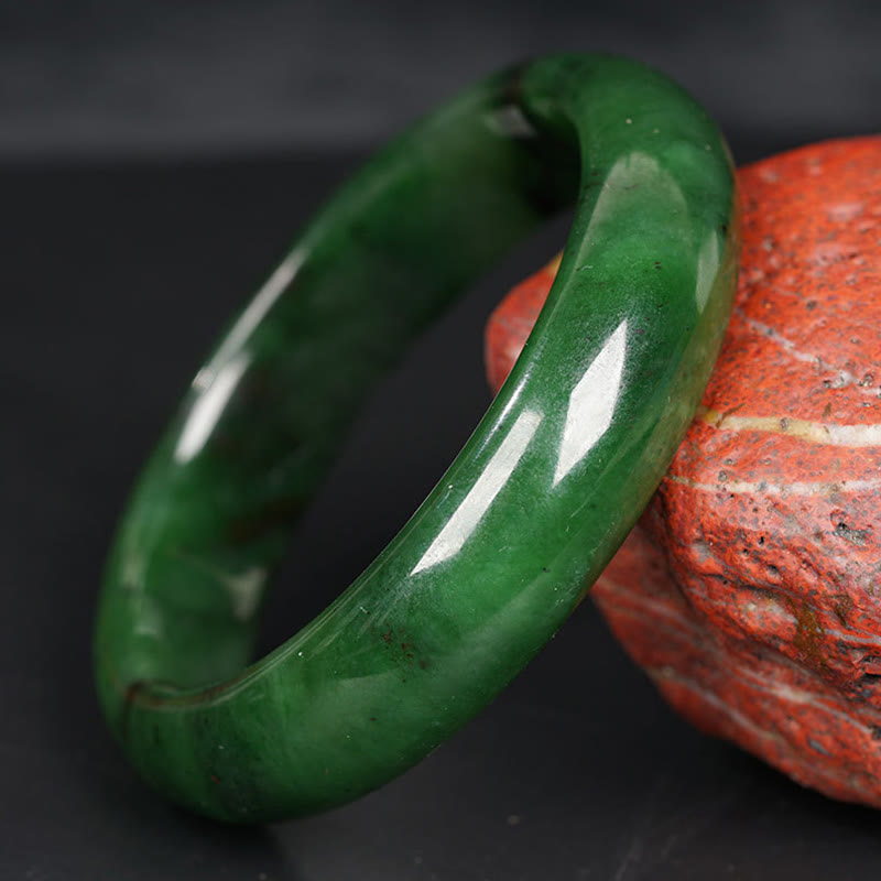 Natural Hetian Cyan Jade Bracelet for Success & Happiness 56mm