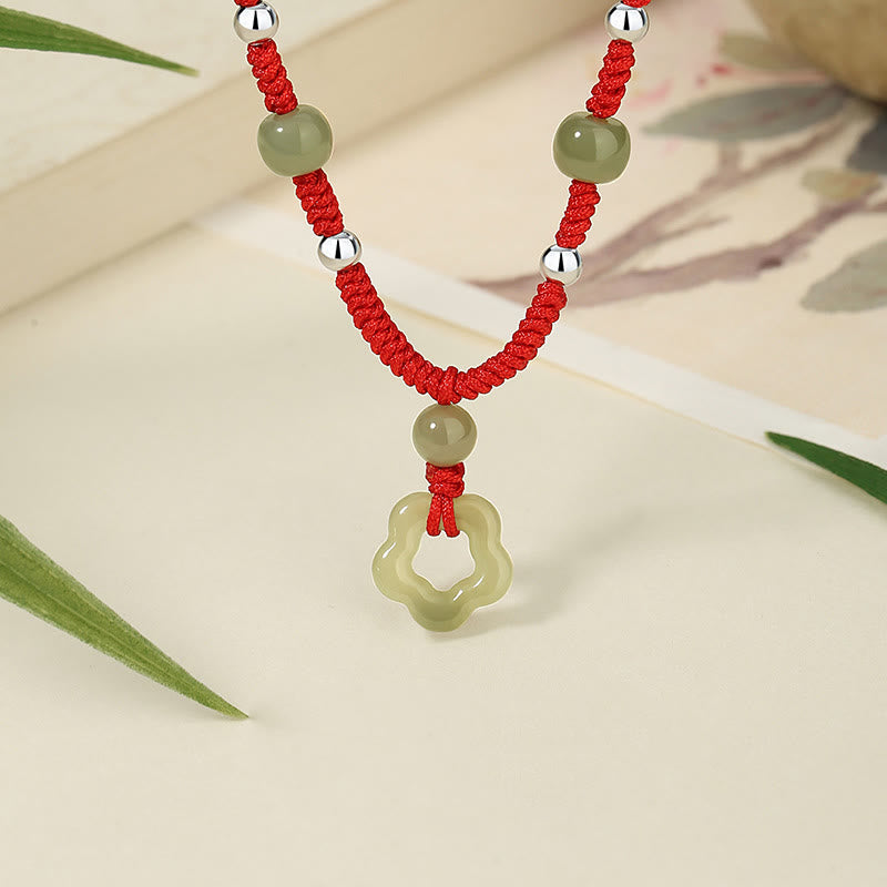 Natural Hetian Cyan Jade Necklace & Bracelet Set for Luck