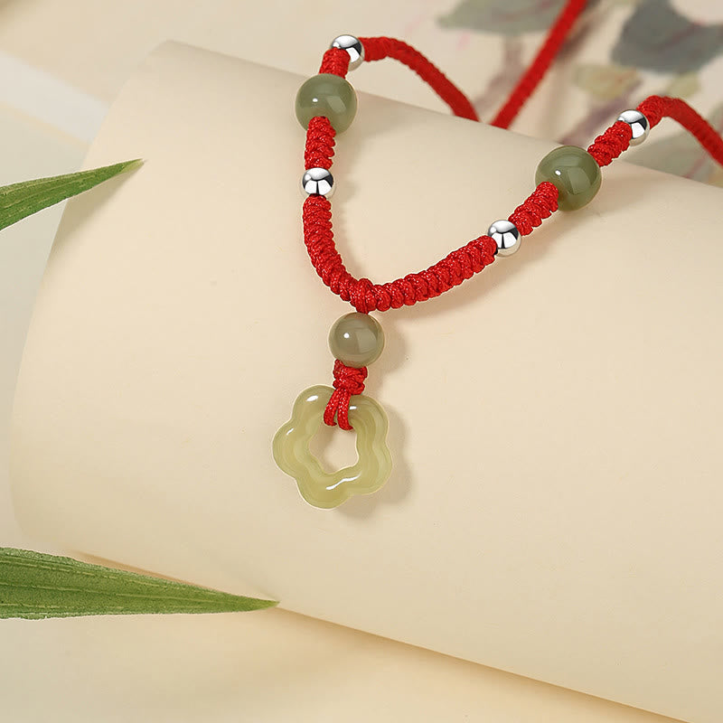 Natural Hetian Cyan Jade Necklace & Bracelet Set for Luck