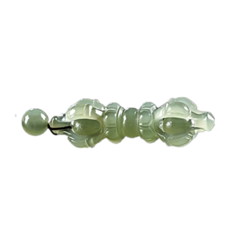 Natural Hetian Cyan Jade Success Necklace with Dorje Vajra