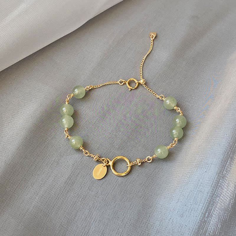 Natural Hetian Jade 14K Gold Bracelet for Luck & Prosperity