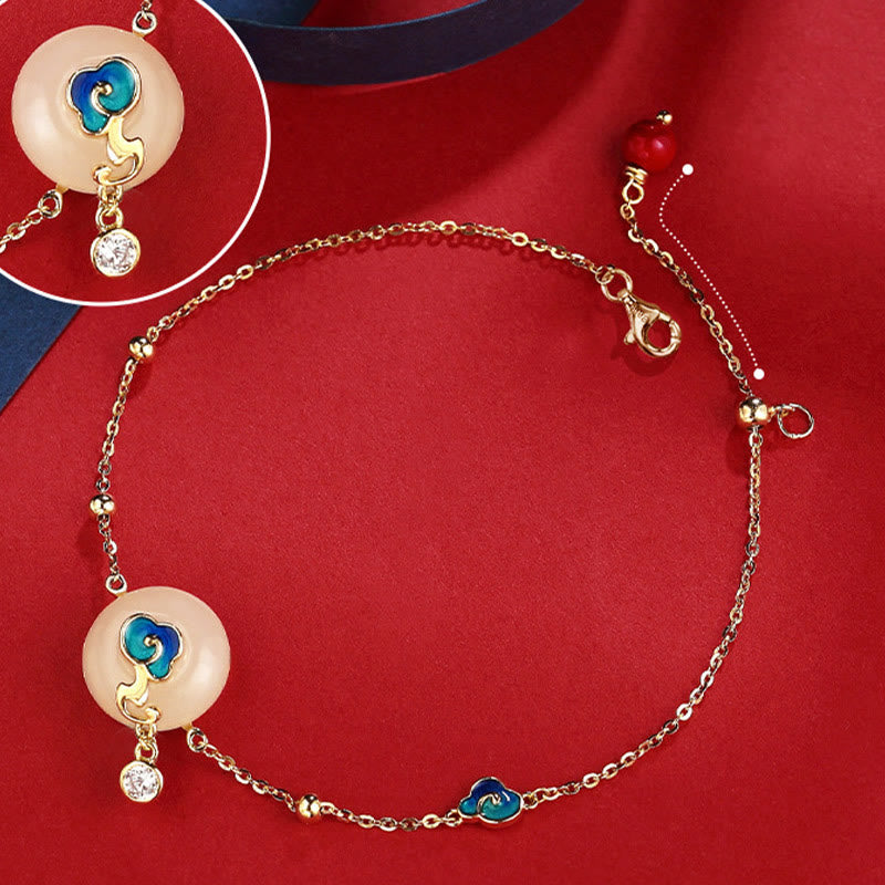 Natural Hetian Jade Auspicious Clouds Bracelet