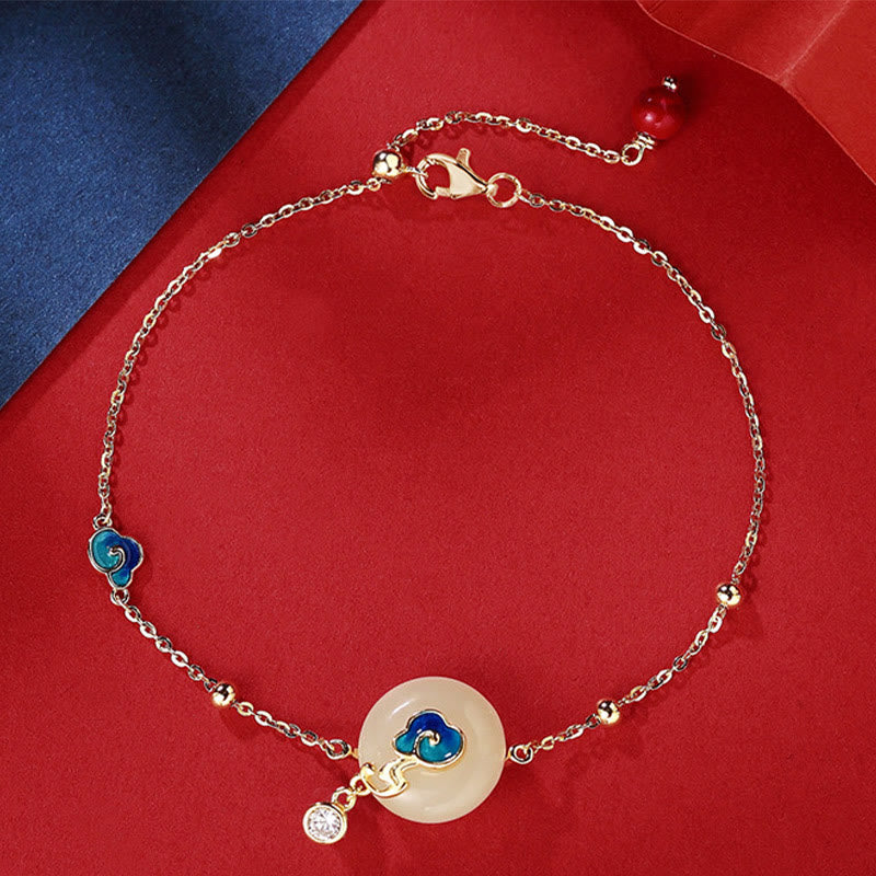 Natural Hetian Jade Auspicious Clouds Bracelet